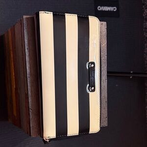 Kate Spade Black and Cream Striped Wallet